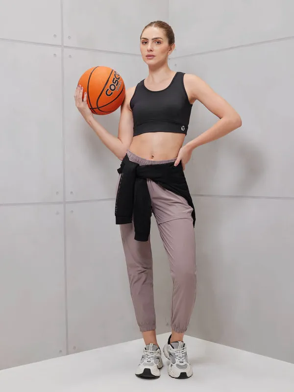Women Solid Slim Fit Scoop Neck Sports Bra with ELASTO PLUS