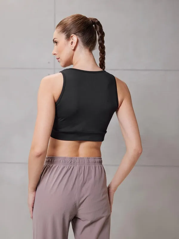 Women Solid Slim Fit Scoop Neck Sports Bra with ELASTO PLUS